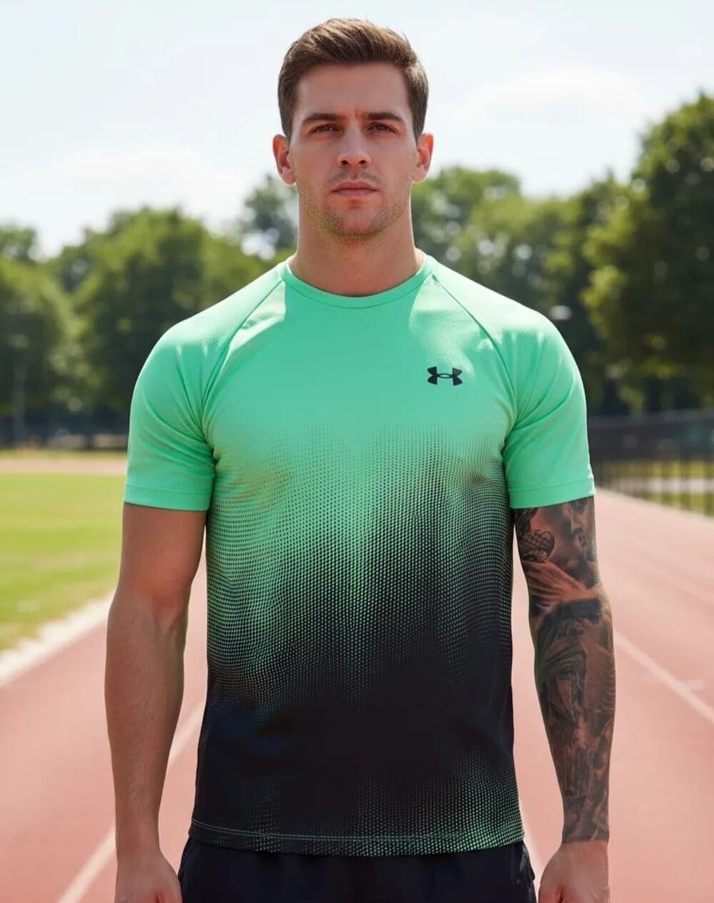 Under Armour Men's T-Shirt Tech Fade Short Sleeve Ombre Green Size 2XLT